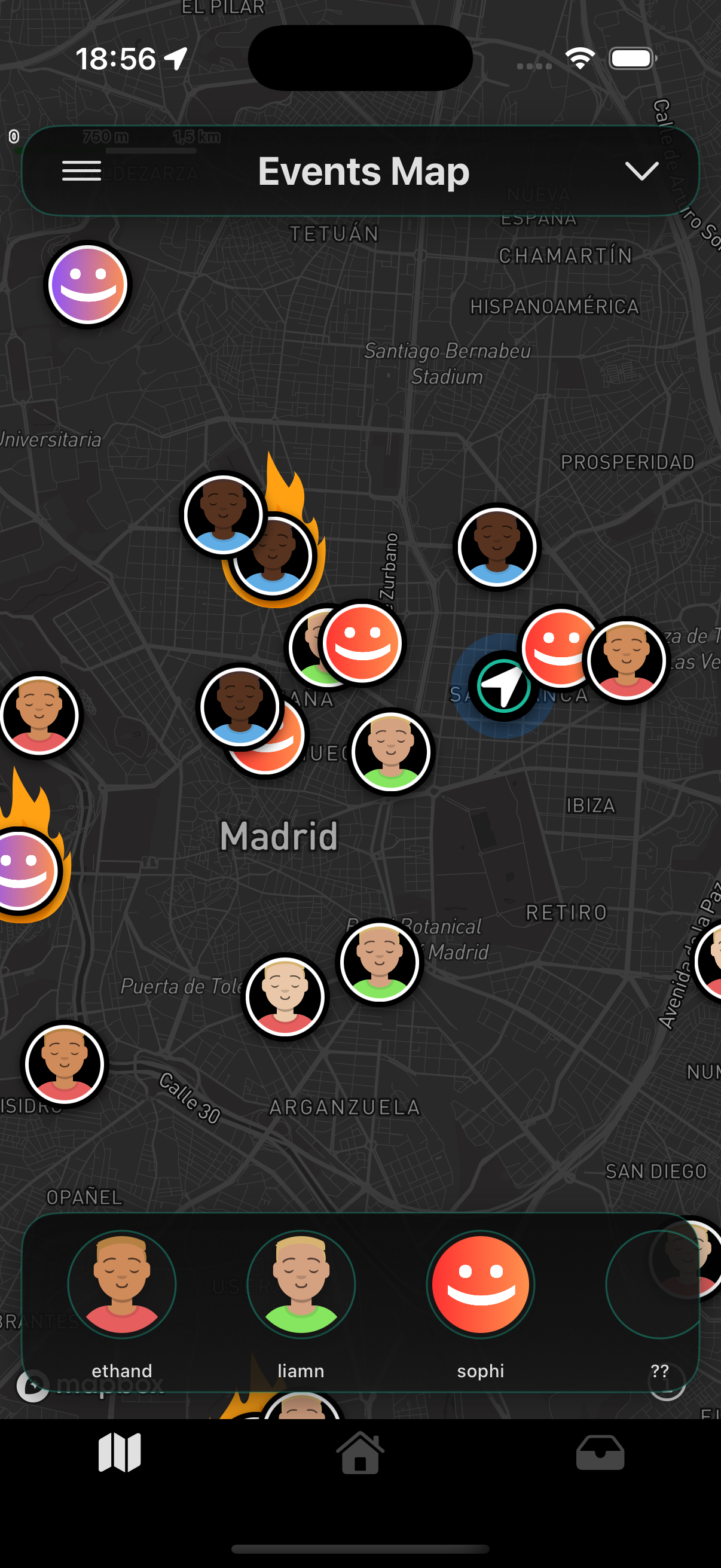 Events map showing locations in San Francisco